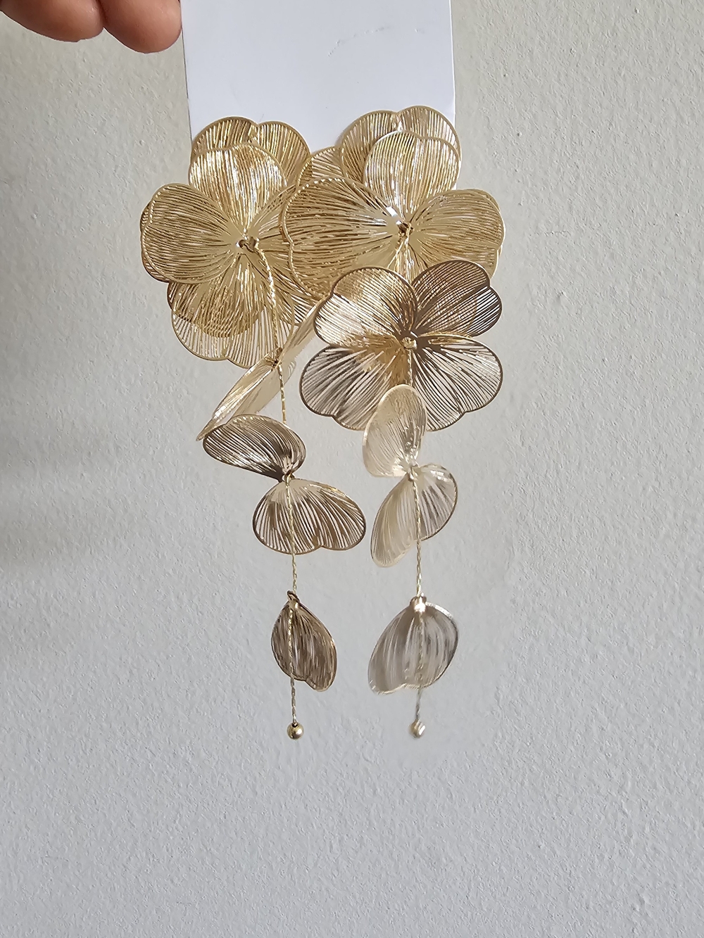 Gold Floral Drop Earrings - Elegant Women's Jewelry